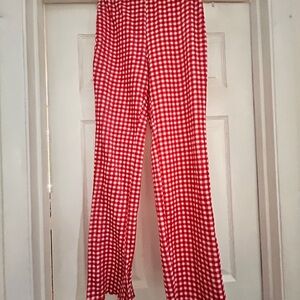 Red Gingham Checkered Pants